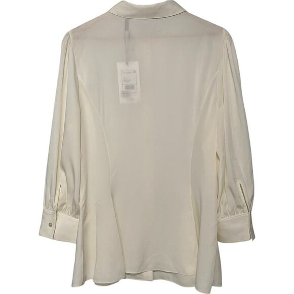 NWT Theory Flared Puff Sleeve Silk Blouse - Picture 4 of 10